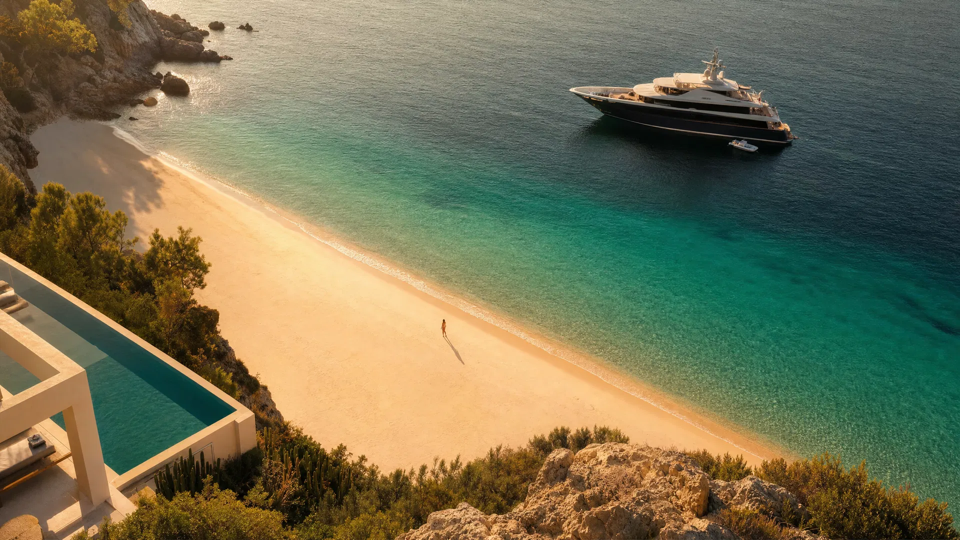 Private coastal villa and superyacht